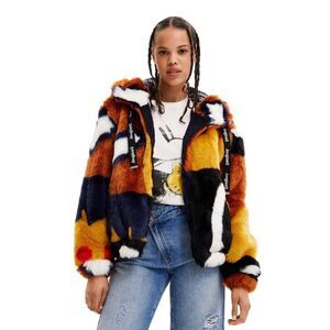 Desigual Acrylic Fibre Plush Coat XL